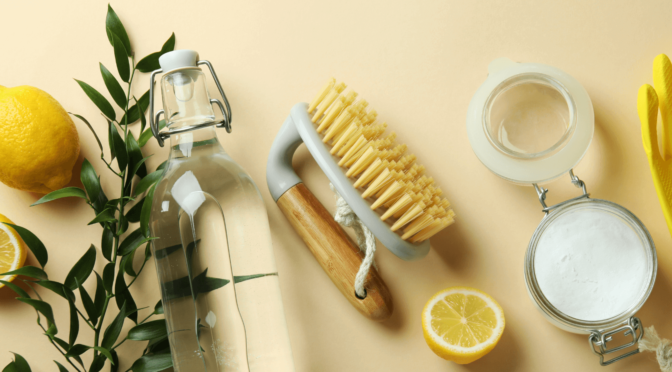 Lemon, vinegar, and baking soda for cleaning