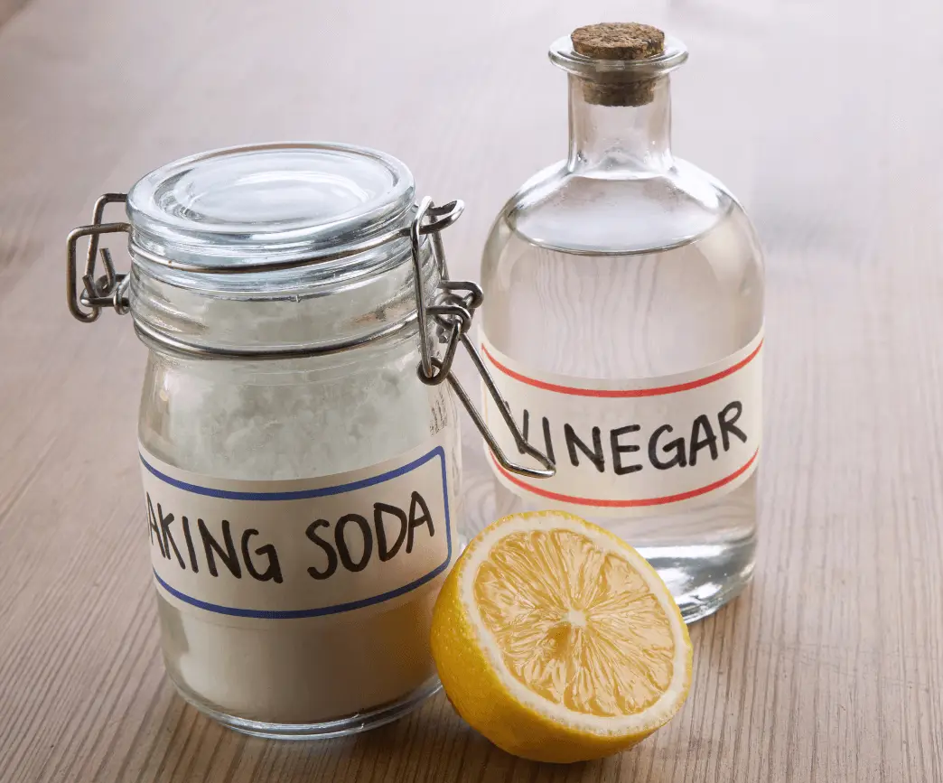 vinegar, baking soda, lemon