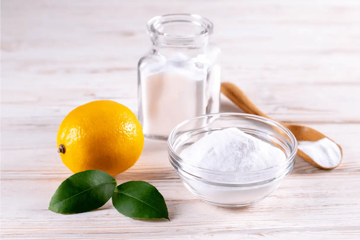 lemon, baking soda, and salt